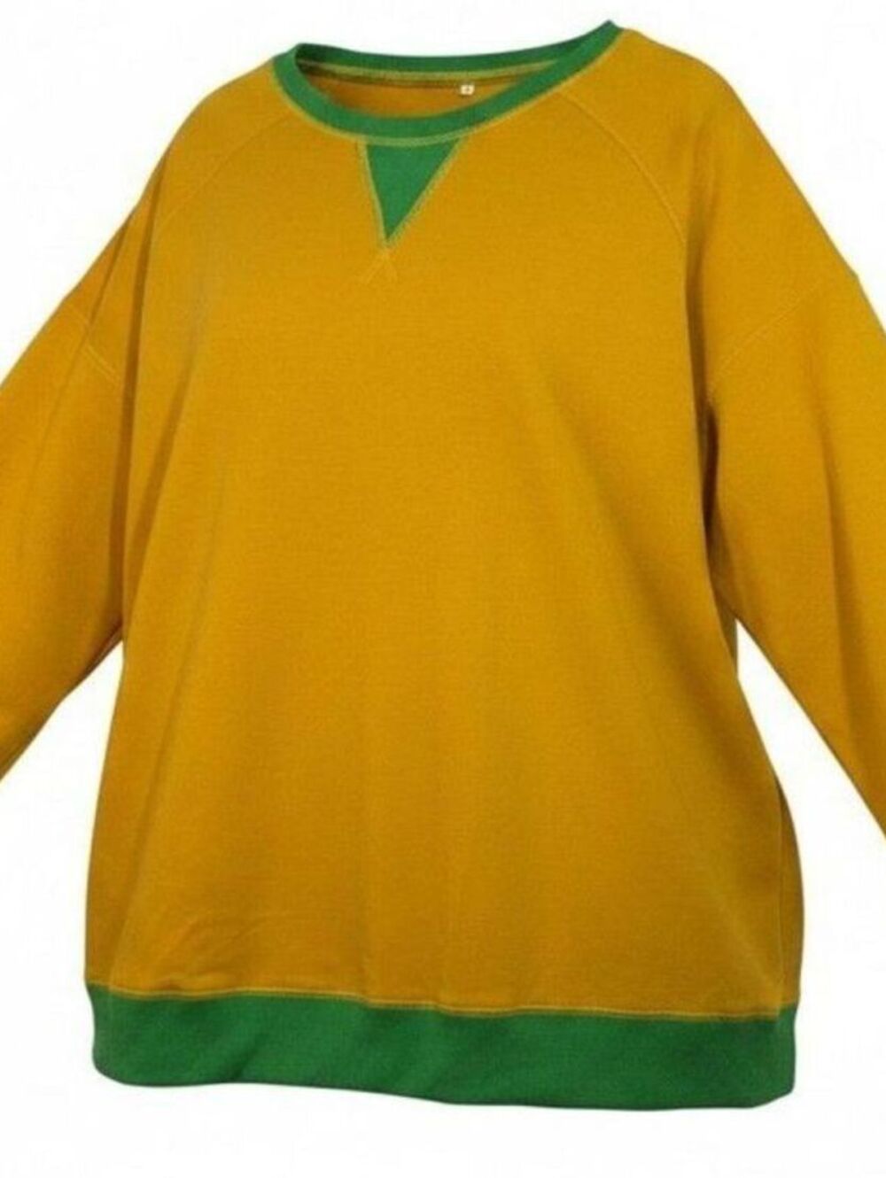 DOLNINE Plus Size Collection Yellow and Green Crew Neck Sweatshirt 3XL